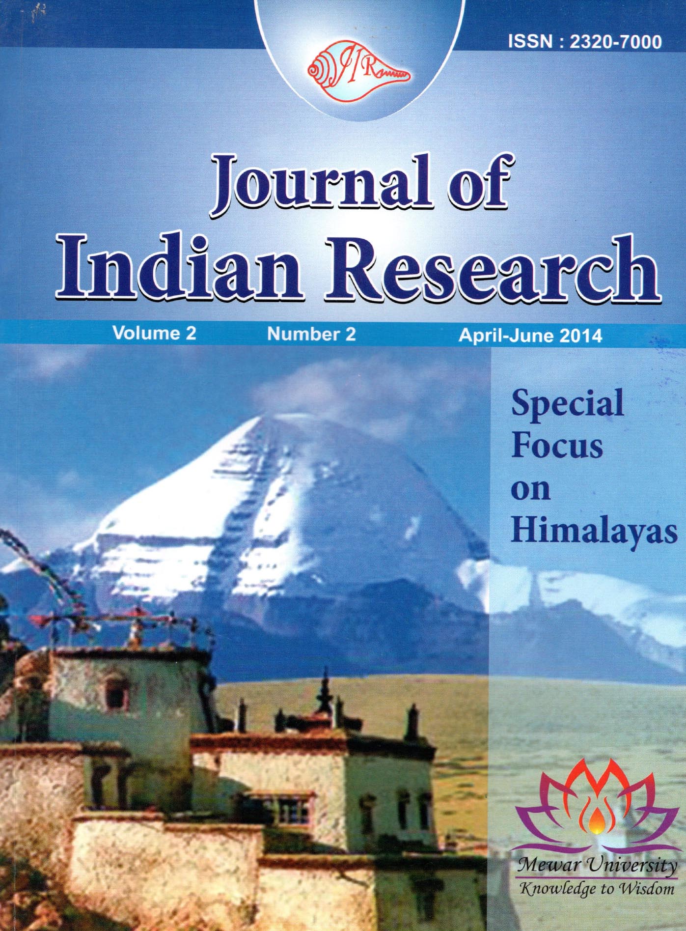 VOL: 2, Issue : 2 , (Apr-Jun, 2014) – JOURNAL OF INDIAN RESEARCH